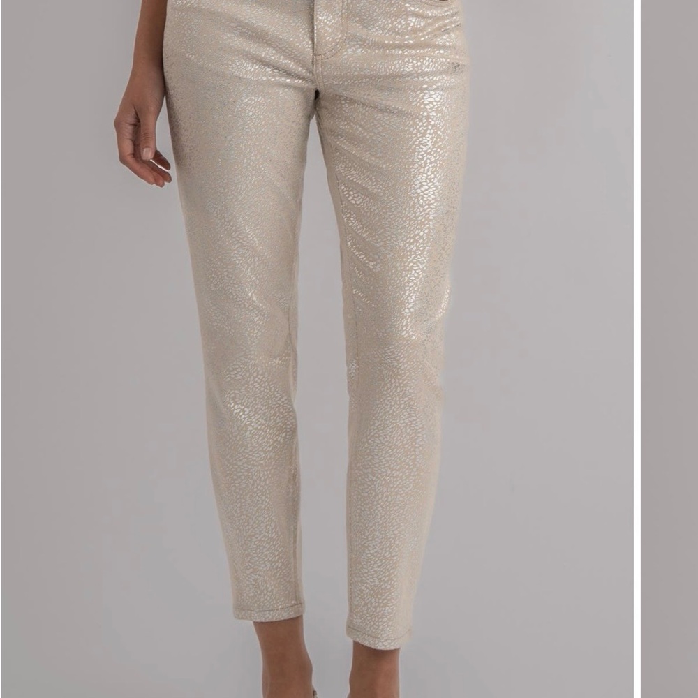 Kut from the Kloth Shimmering Cream/Silver Charlize Ankle Jeans